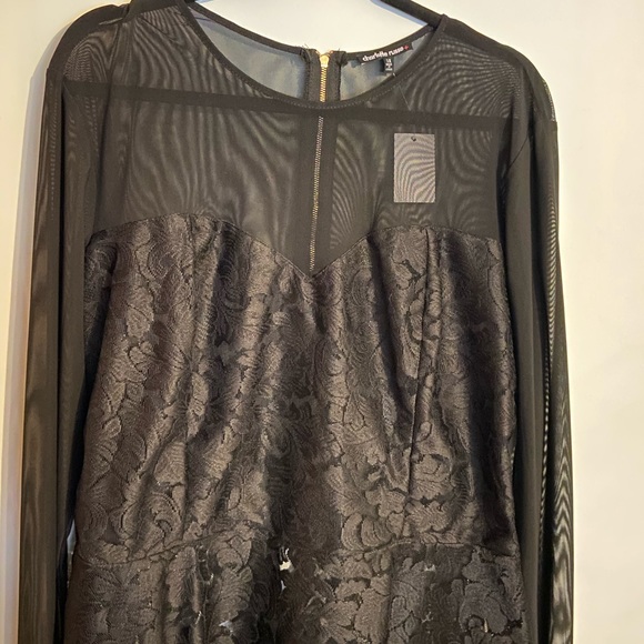 Lace & Mesh Peplum Top - Picture 2 of 6